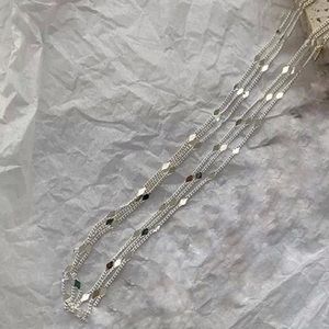 New Sterling Silver 925 Layered Choker adjustable Necklace